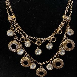 Costume jewelry layered brass necklace